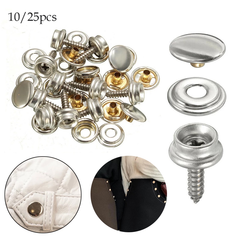 10/25Sets 10mm 15mm Stainless Steel Boat Marine Canvas Fabric Snap ...