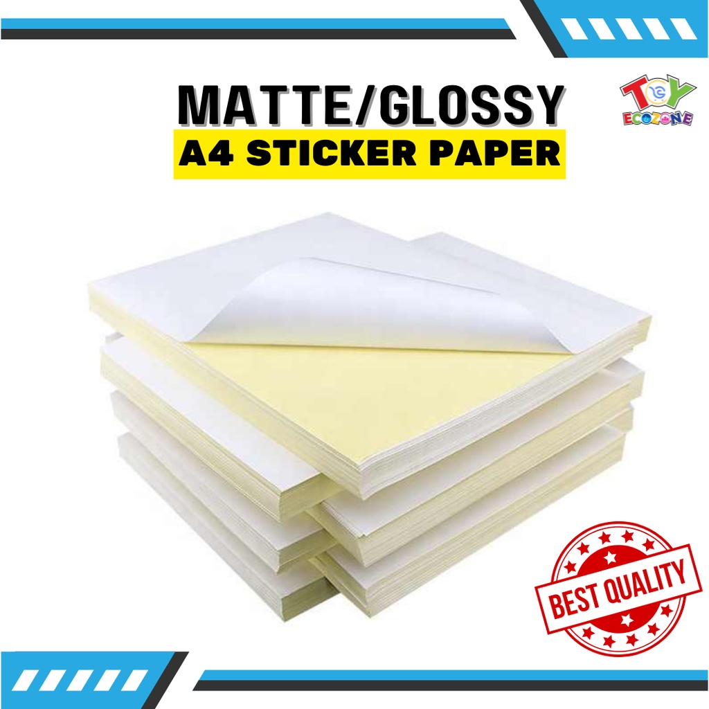 Printable Sticker Paper Glossy Matte kraft Inkjet A4 Size Shopee