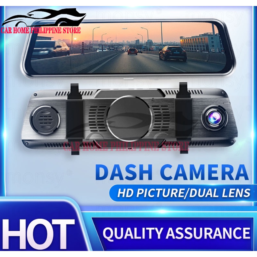 Lenovo V7 Plus Touch Screen HD Dash Cam Dual Rearview Mirror Car Camera