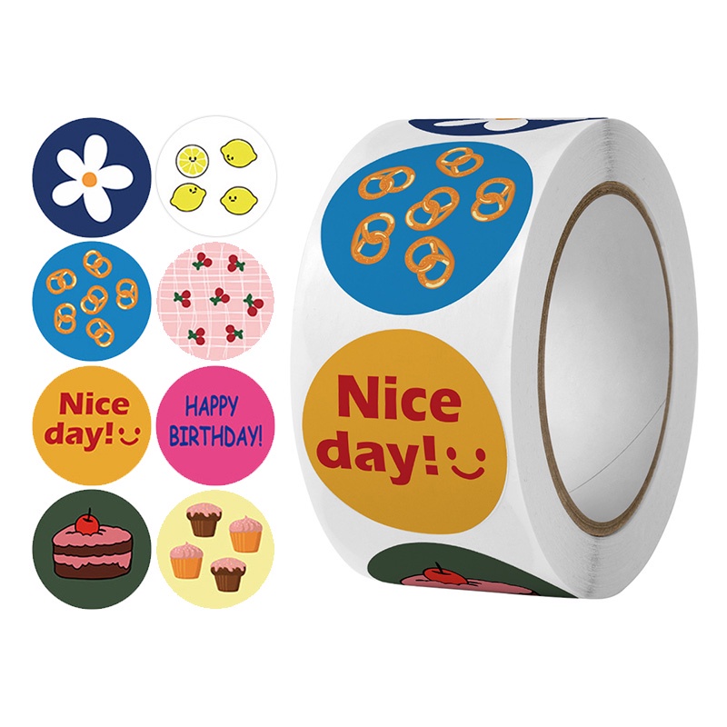 500 Pcs/Roll Cartoon Cute Round Thank You Stickers Children Stationery ...
