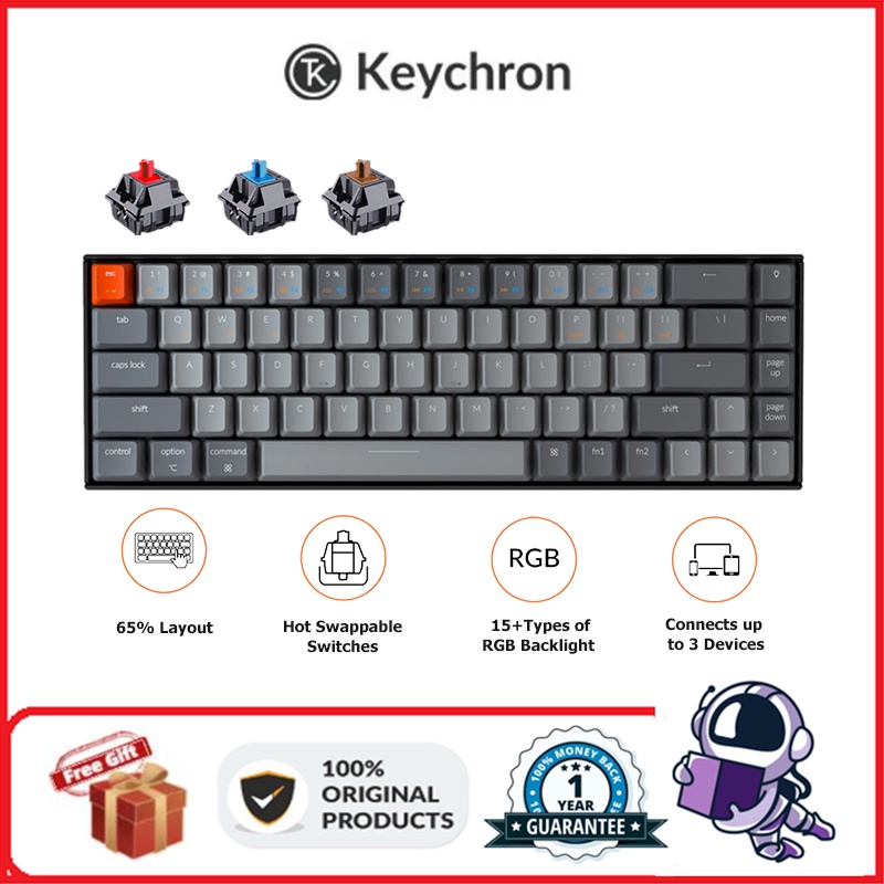 Keychron K6 Wireless Mechanical Keyboard 65%Dual -Mold Bluetooth Small