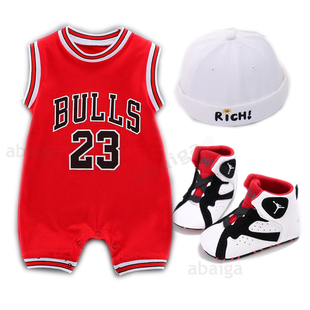 【High Quality】 Newborn Baby Jersey Terno BULLS Basketball Infant Romper Cotton Sleeveless Onesie