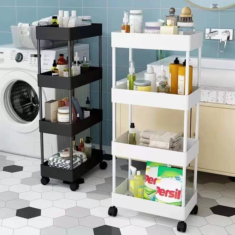 RKZ Kitchen Storage Trolley, 4 Tier Removable Slim Slide Out Storage ...