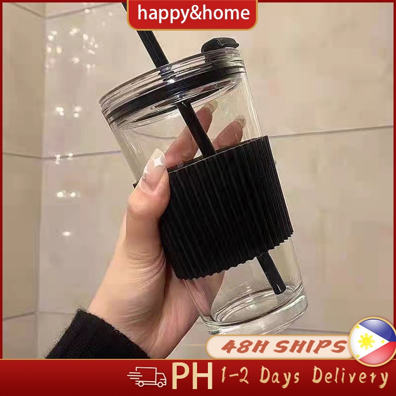 Clear Glass Personalized Minimalist Coffee Glass Mug Tumbler with Lid