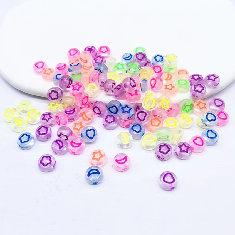 DIY Making 6MM 100 Pieces Plastic Alphabet Beads Acrylic Star Alphabet Beads Jewelry Shopee