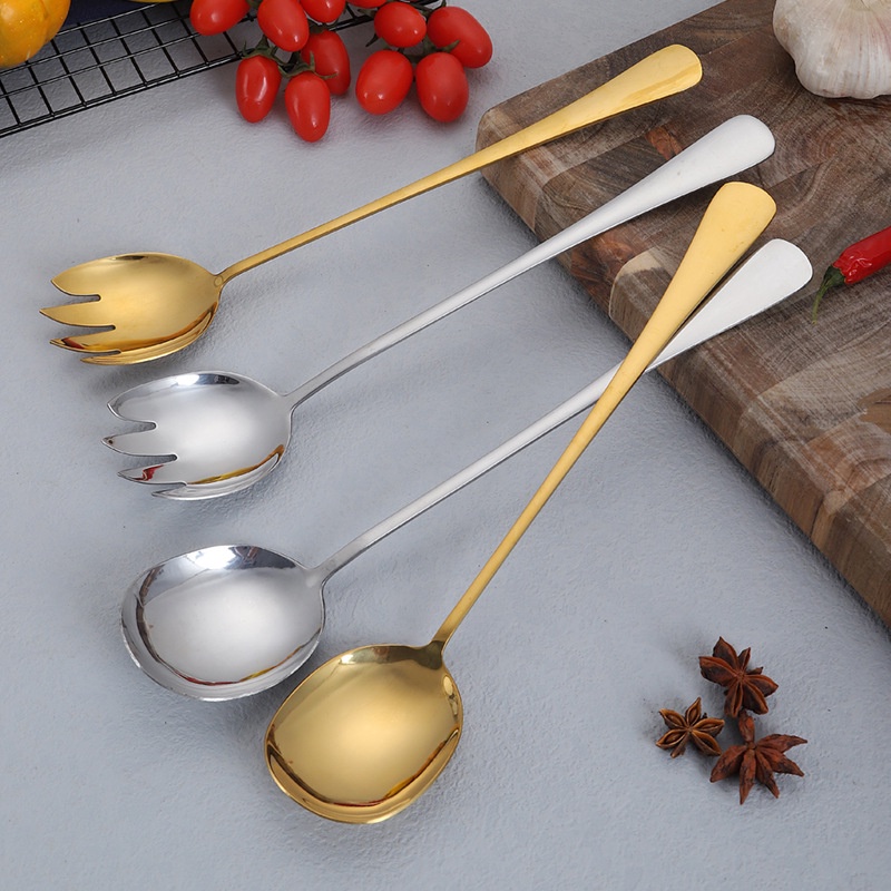 Stainless Steel Public Spoon Extended Handle Salad Fork Colander Buffet ...