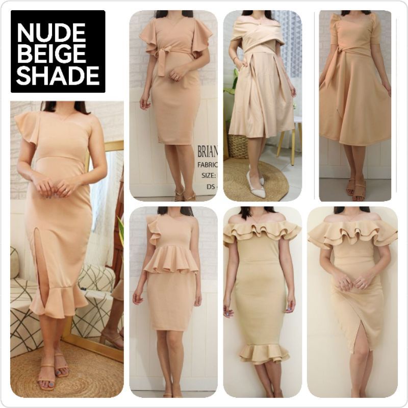 NUDE BEIGE COLOR FORMAL DRESSES BRIDAL ENTOURAGE BRIDESMAIDS Shopee Philippines