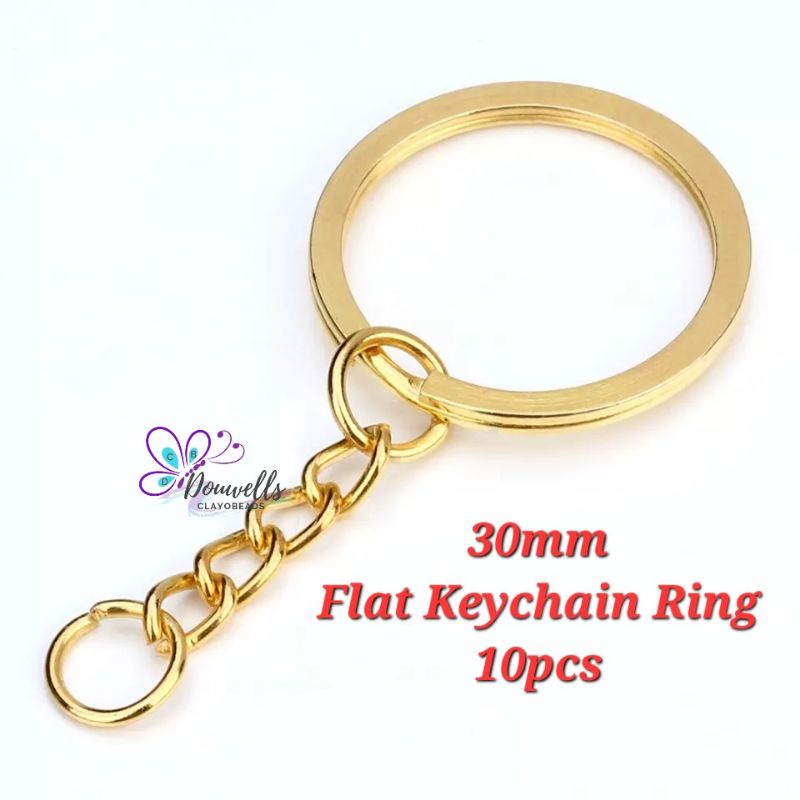 Gold Keychain Ring 5pcs / 10pcs 30mm Flat Type with Jumprings Alloy Key