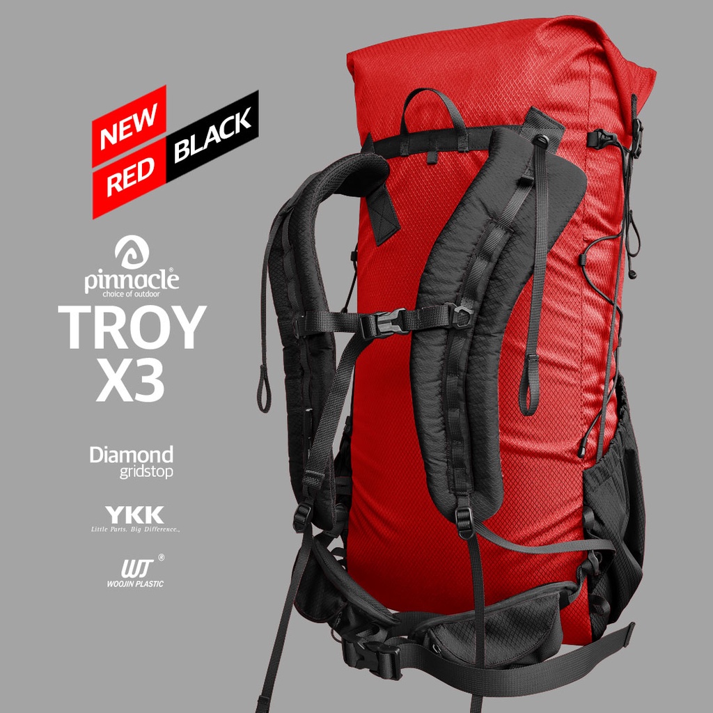 Pinnacle Pro Official Troy X3 38L Backpack Diamond Gridstop - Red Black ...