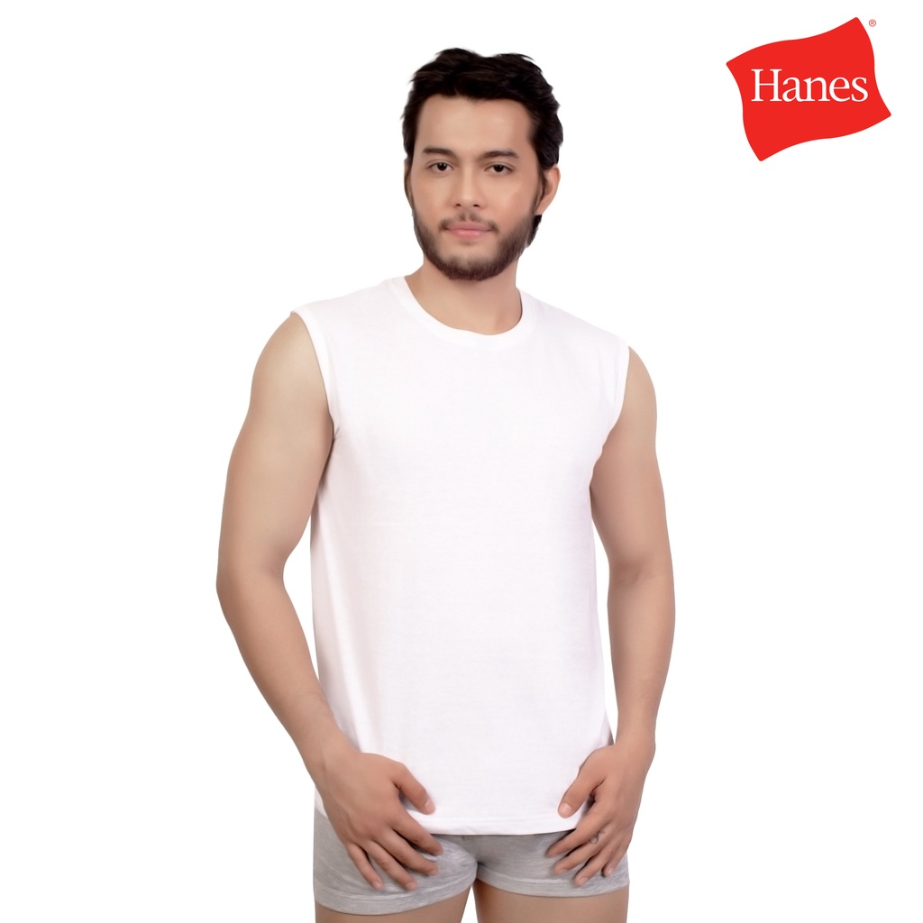 Hanes White Round Neck Muscle Tee Singles 1113