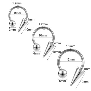 1 PC 16G 8/10/12mm Cone Septum Piercing Stainless Steel Horseshoe Nose ...