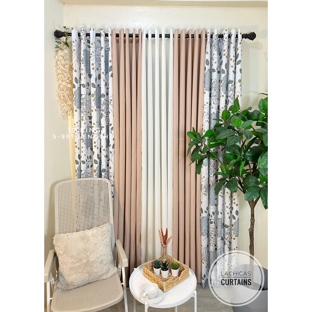 3in1&5in1 Fresh Minimalist Print Camella Gray Peach Fuzz Modern Home Ring Curtains 59FT 10