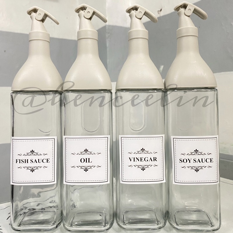 CKS Nordic Condiments Glass Classic Label Bottle Oil Vinegar Soy Sauce