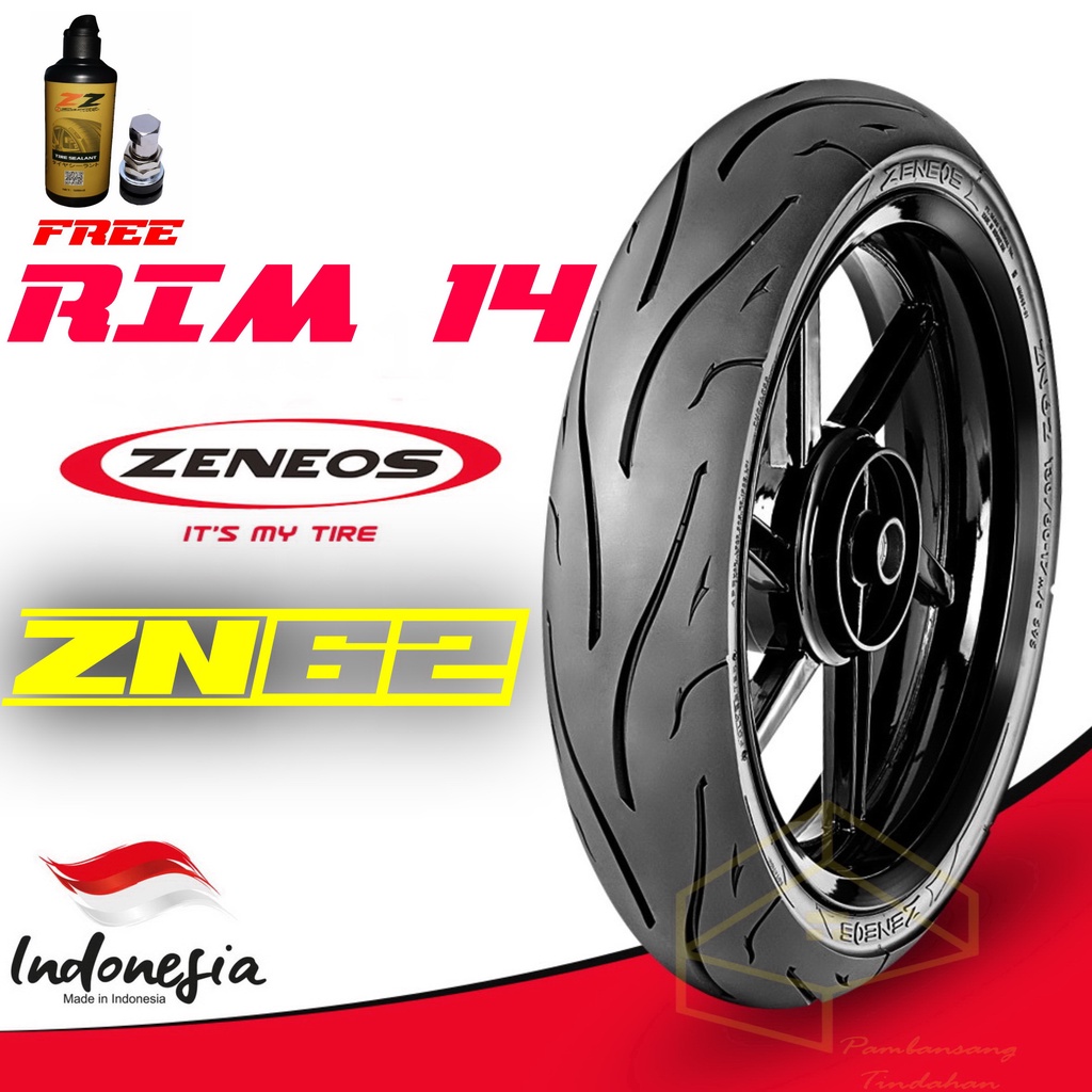 Zeneos ZN62 Motorcycle Tire Rim 14 (Tubeless)w/ Free Tire Sealant ...