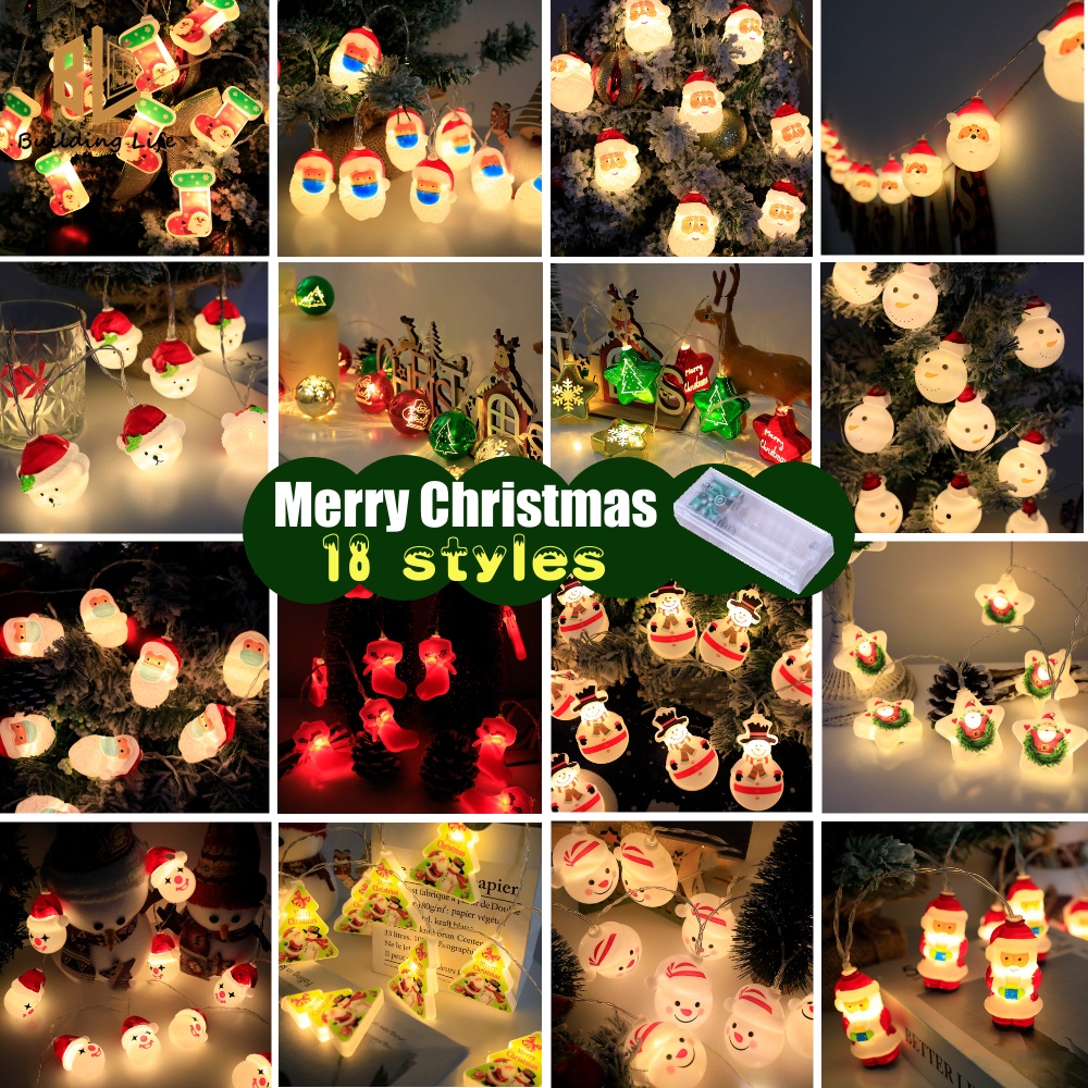 18 Styles Christmas Lights Santa Claus Snowman Xmas Tree Fairy Lights ...