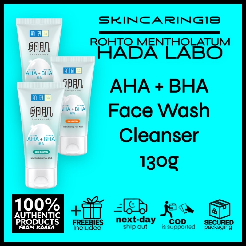 Hada Labo Rohto AHA+BHA Face Wash Cleanser 130g 3 types by