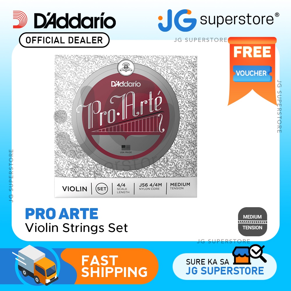 D'Addario Pro Arte J56 4/4 Medium Tension Violin Strings Set with Steel