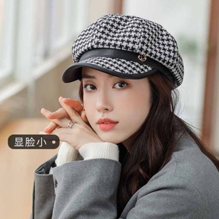 1pc Women's Leather Octagonal Hat, Autumn And Winter Korean Style Vintage  Beret Hat, Suitable For Outdoor Casual Fashion, British Style