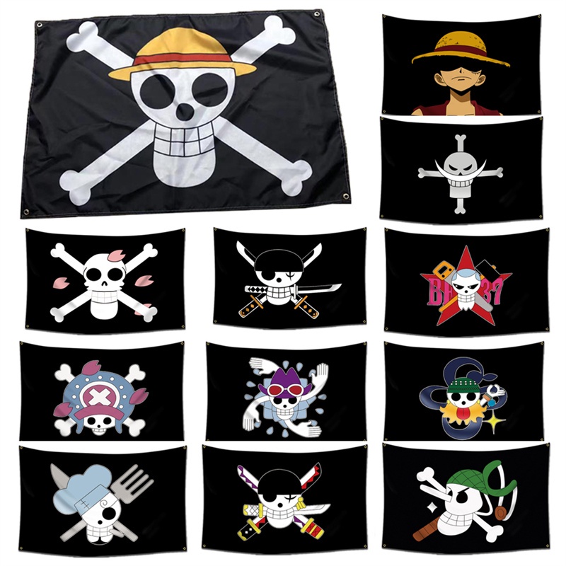 60x90cm Anime Luffy Skull Flag Edward Newgate Japan Roronoa Zoro Robin ...