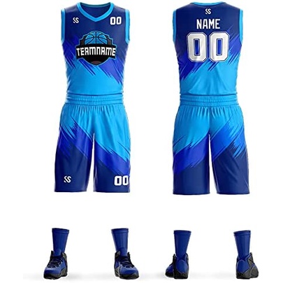 Custom Powder Blue Navy Gradient Fashion Sets Sports Uniform Basketball Jersey