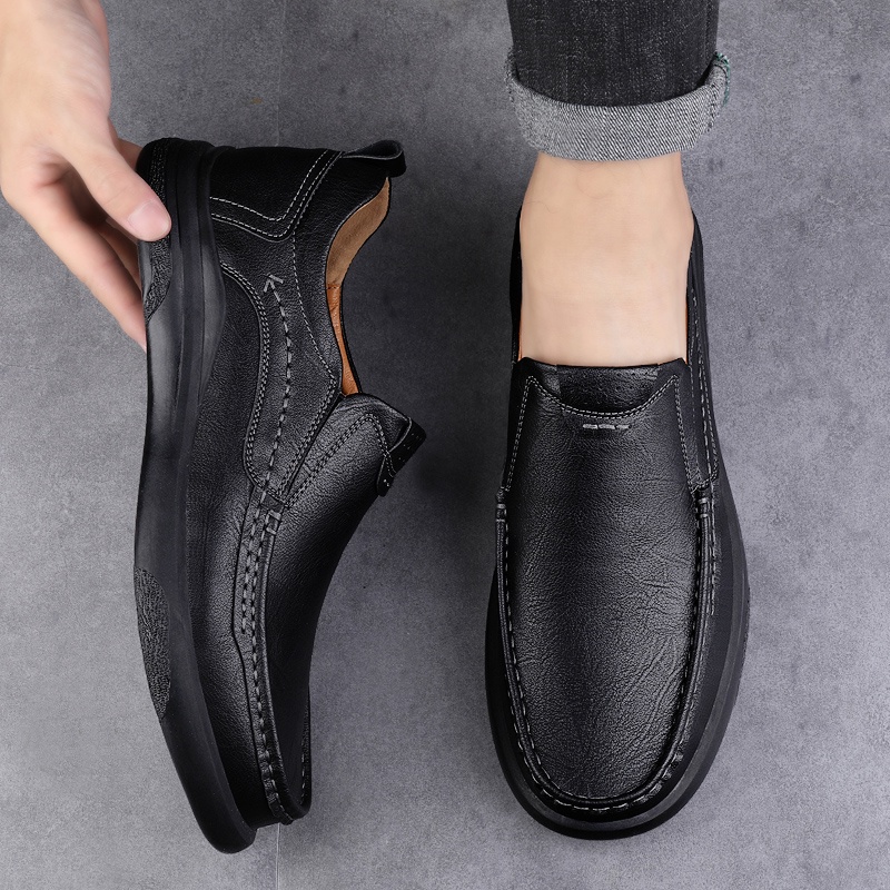 Mens Genuine Leather Loafers Male Casual Leather Shoes Doug Boat Leather Driving Shoes Slip On 9629