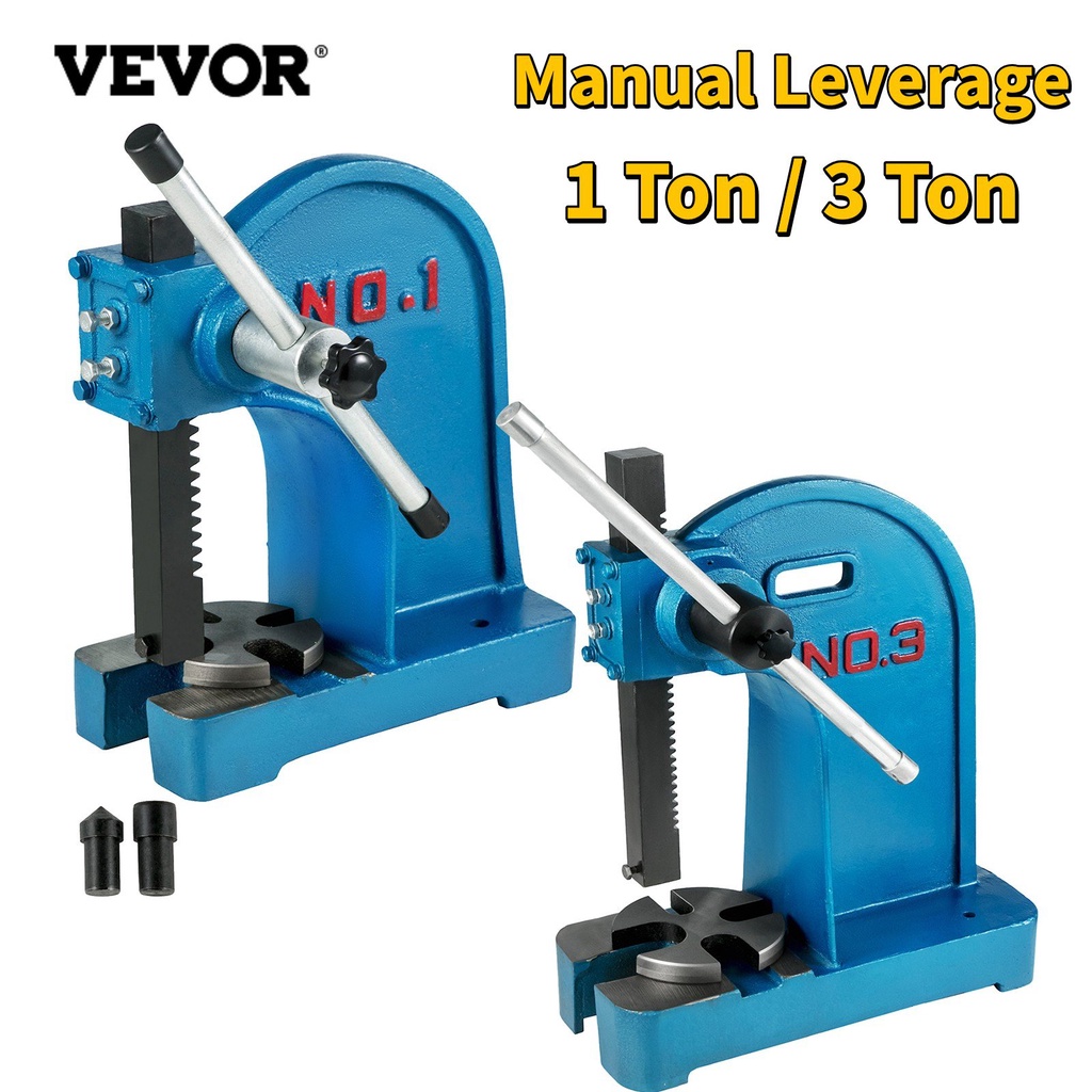 VEVOR Arbor Press 1 Ton 3 Ton Manual Leverage Mountable Bearings Cast