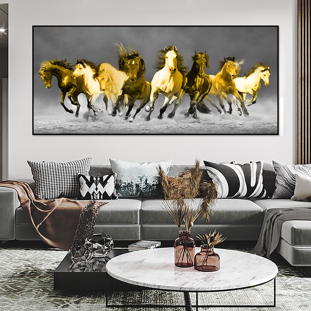 Eight Running Horses Canvas Painting Modern Home Decoration Wall ...