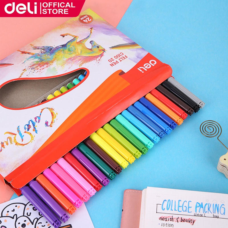 Deli 12/18/24 Colors Watercolor Pen Kids Art Painting Drawing Pens
