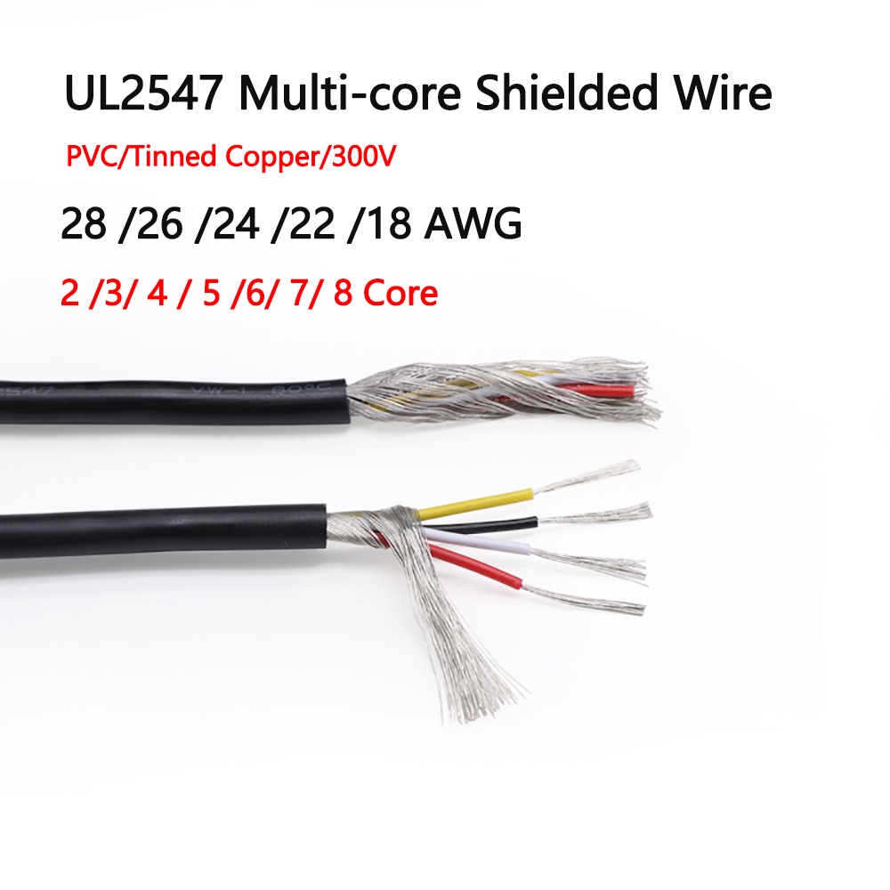 Black Ul2547 Multi-core Signal Shielded Cable 28 26 24 22 18 Awg 