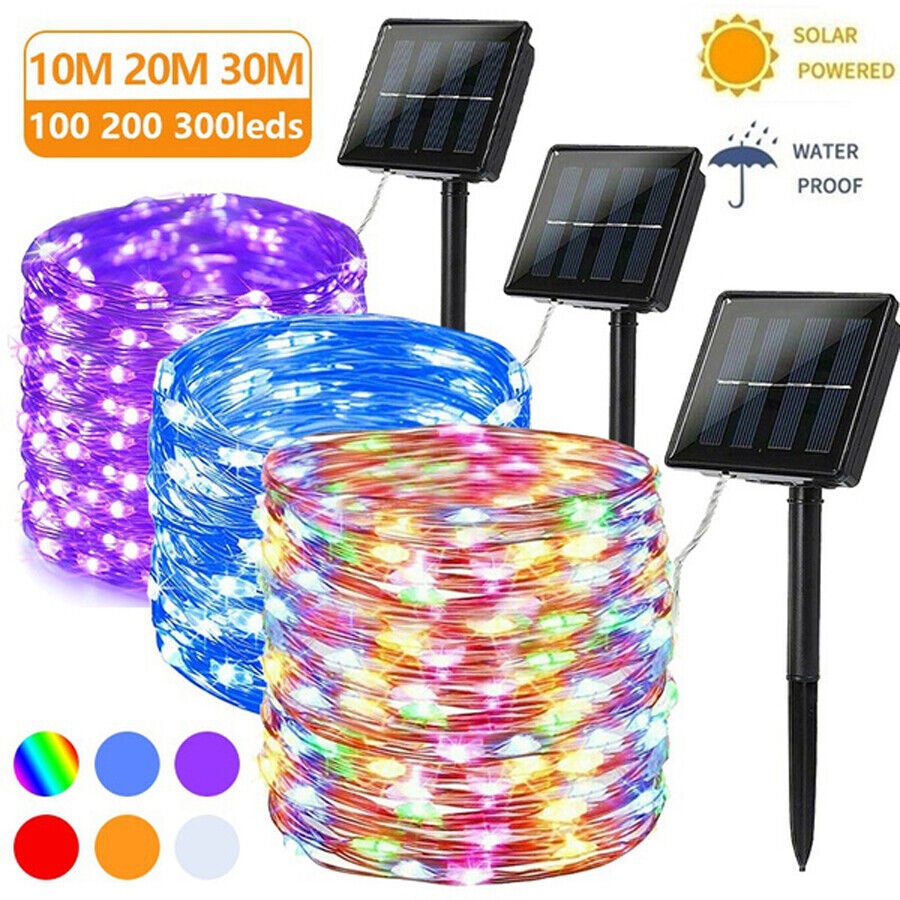 Ready Stock Solar String Fairy Lights Outdoor Waterproof M M Led Led Christmas