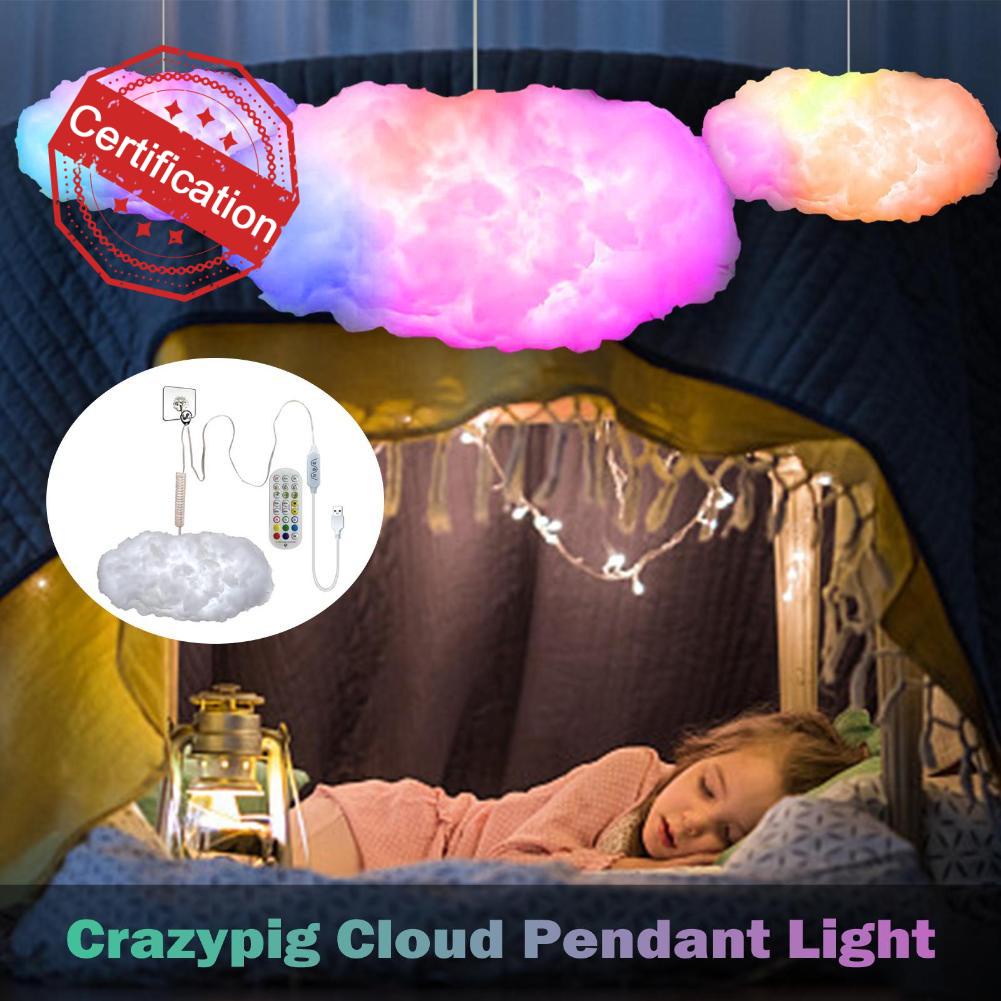 LED Floating Cloud Pendant Light Cotton For Kids Room Colorful Cloud