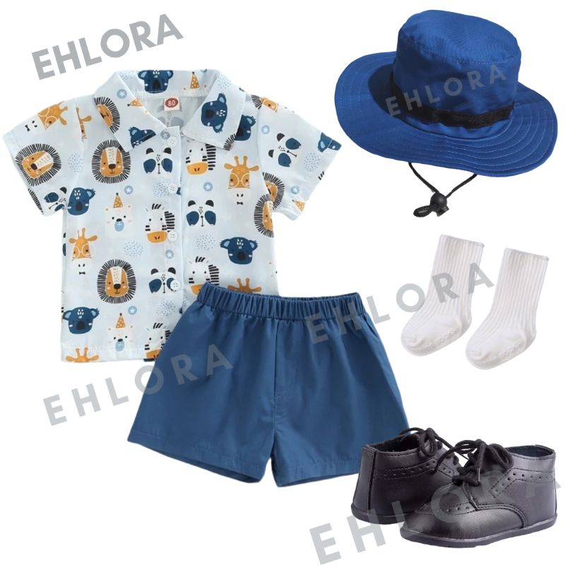 Baby Boy Animal Prints Birthday Outfit Blue Safari Costume Shopee