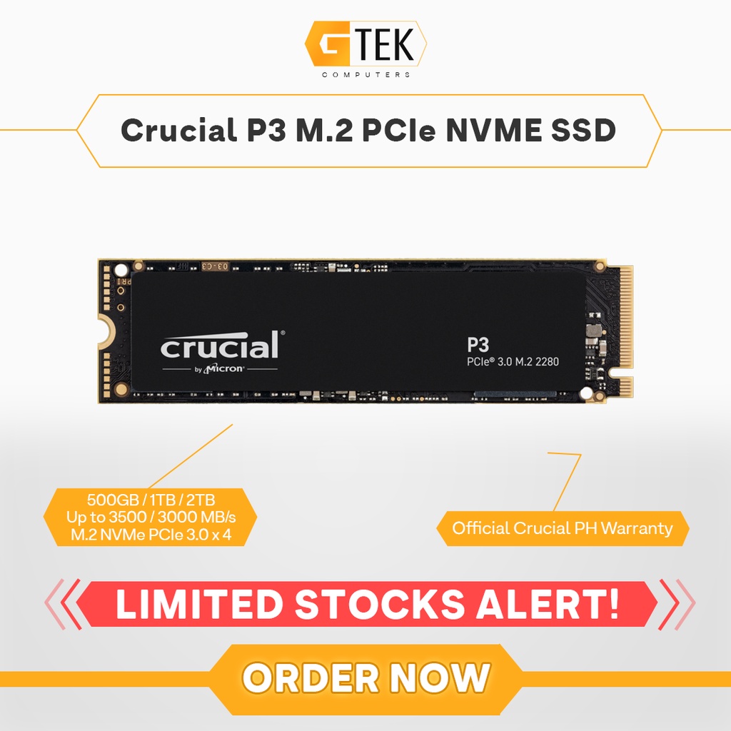 Crucial P3 500gb 1tb 2tb Pcie Nvme M2 Ssd Ct500p3ssd8 Ct1000p3ssd8 Ct2000p3ssd8 Shopee 8817