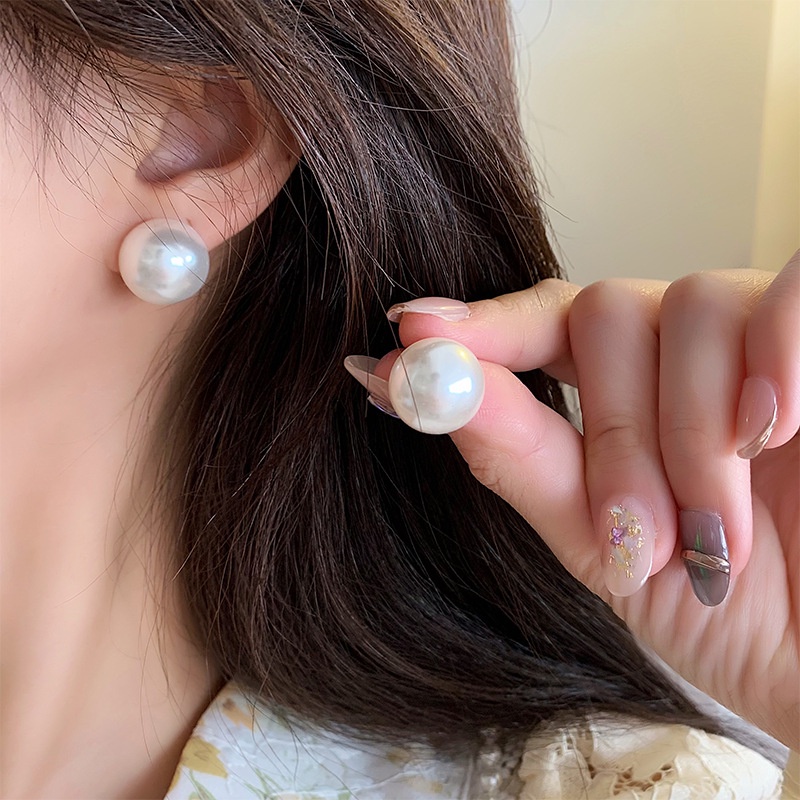 Half Round Pearl Clip Earrings No Hole Ear Clips Geometric Pearl Clip on Earring Without