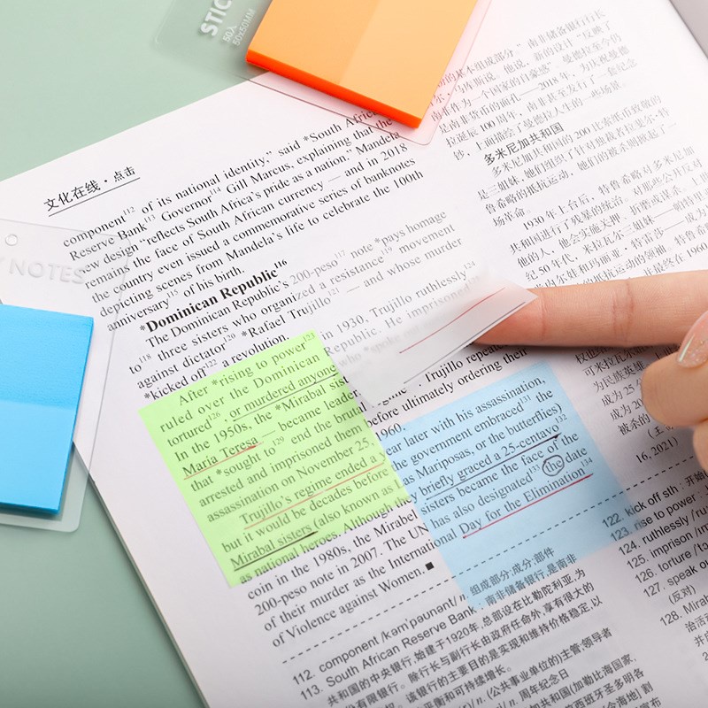 50 Sheets Translucent Colored Clear Sticky Note Waterproof Adhesive ...