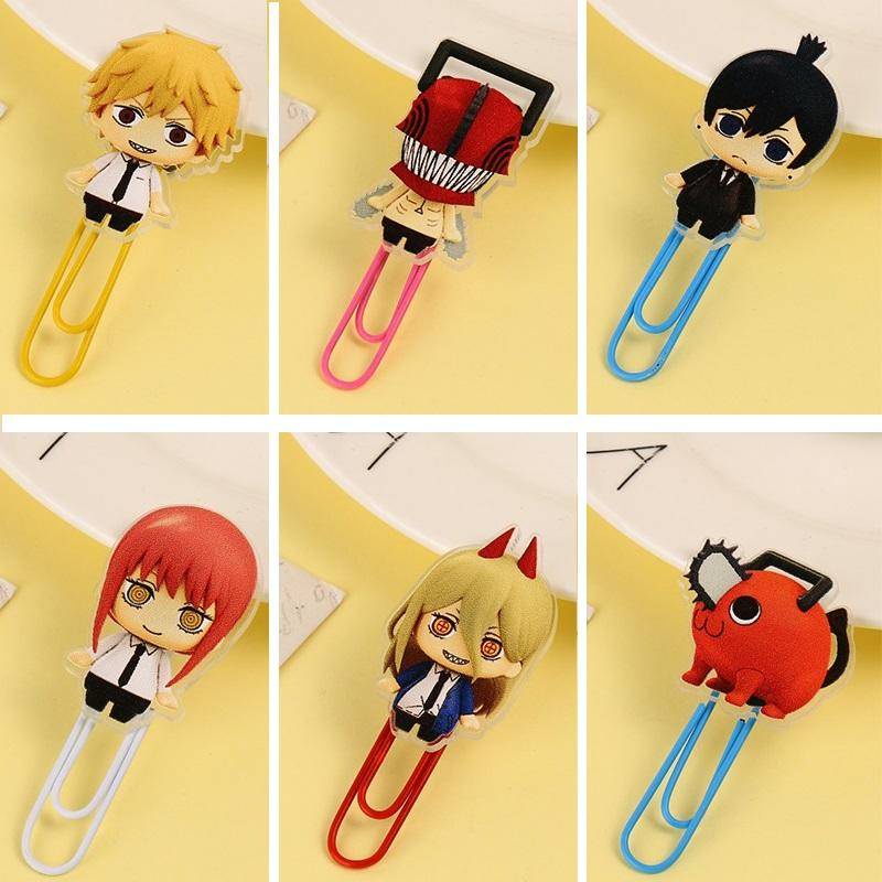 Japanese Anime Chainsaw Man Metal Clip Bookmark binder clip Office