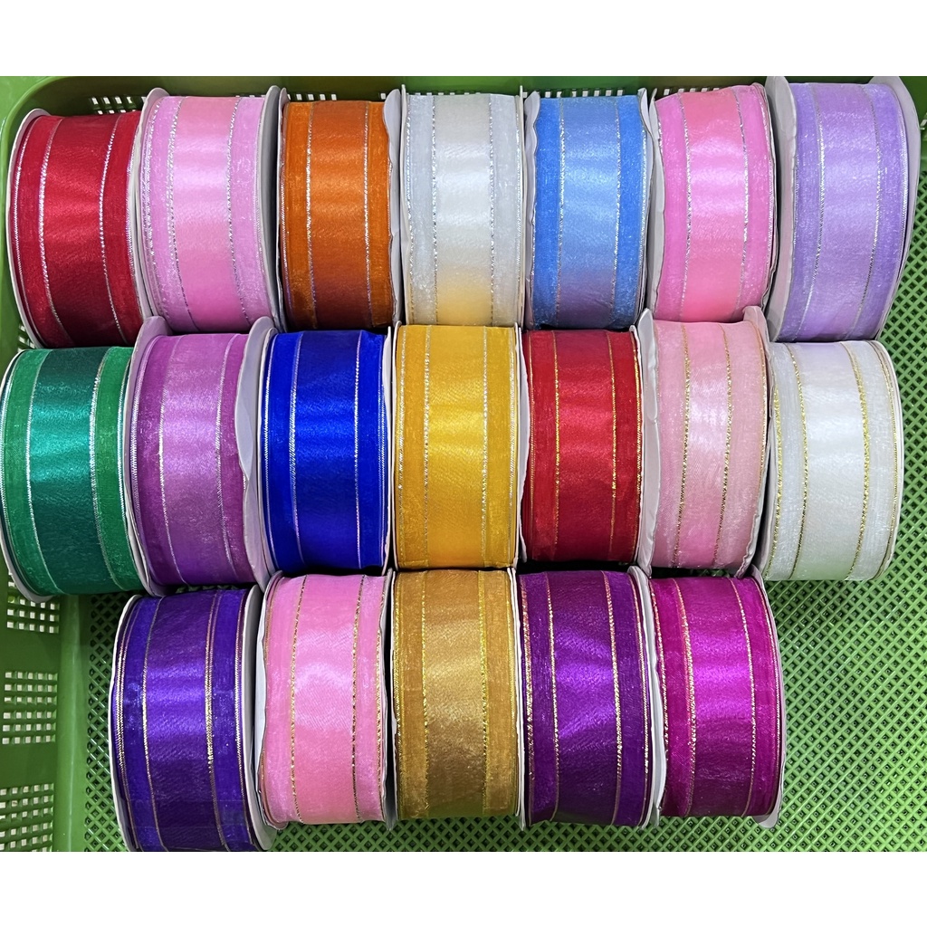 1.5 inch AN052 Organza Ribbon with middle satin (33 yards per roll ...