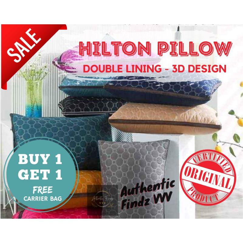 Authentic Hilton Double Lining 3D Design Hotel Pillow 48x74 1000g