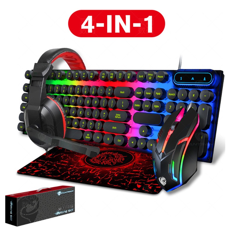 4 In 1 Keyboards Gaming Mouse & Rgb Headphones Wired Mechanical Keyboard Mouse Headset Kit For L