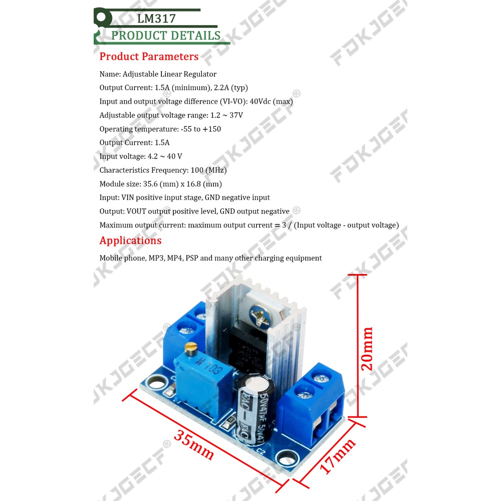 LM317 DC-DC Converter Buck Step Down Circuit Board Module Linear ...