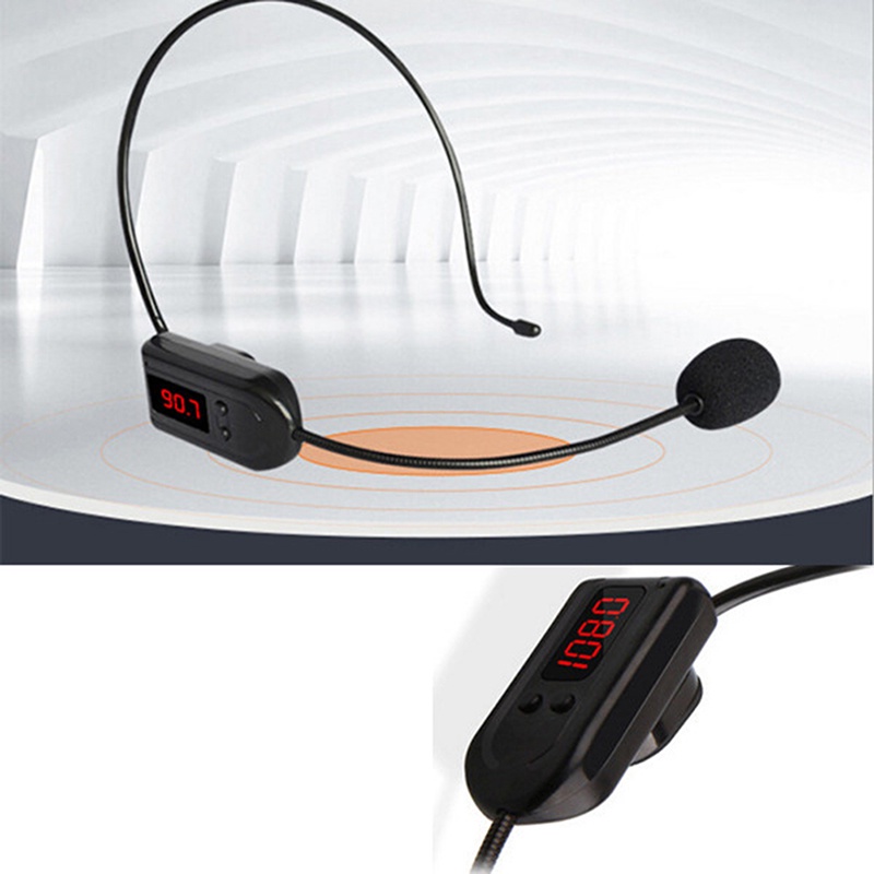 Portable FM Wireless Microphone Headset Megaphone Radio Mic For