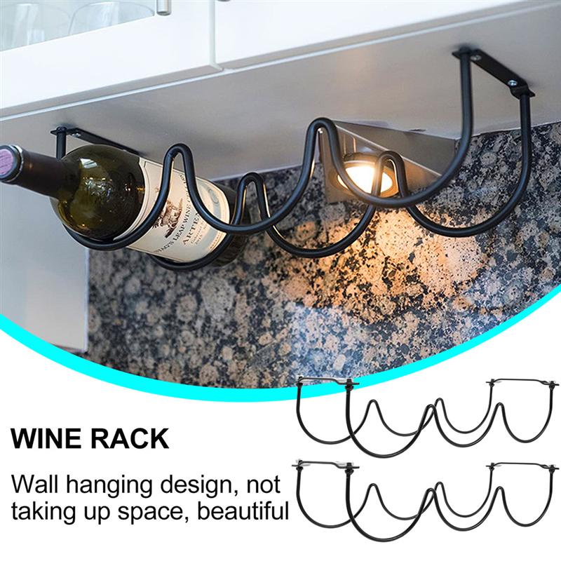 Wrought Iron Wine Bottle Rack Holder Display Shelf Under Wave