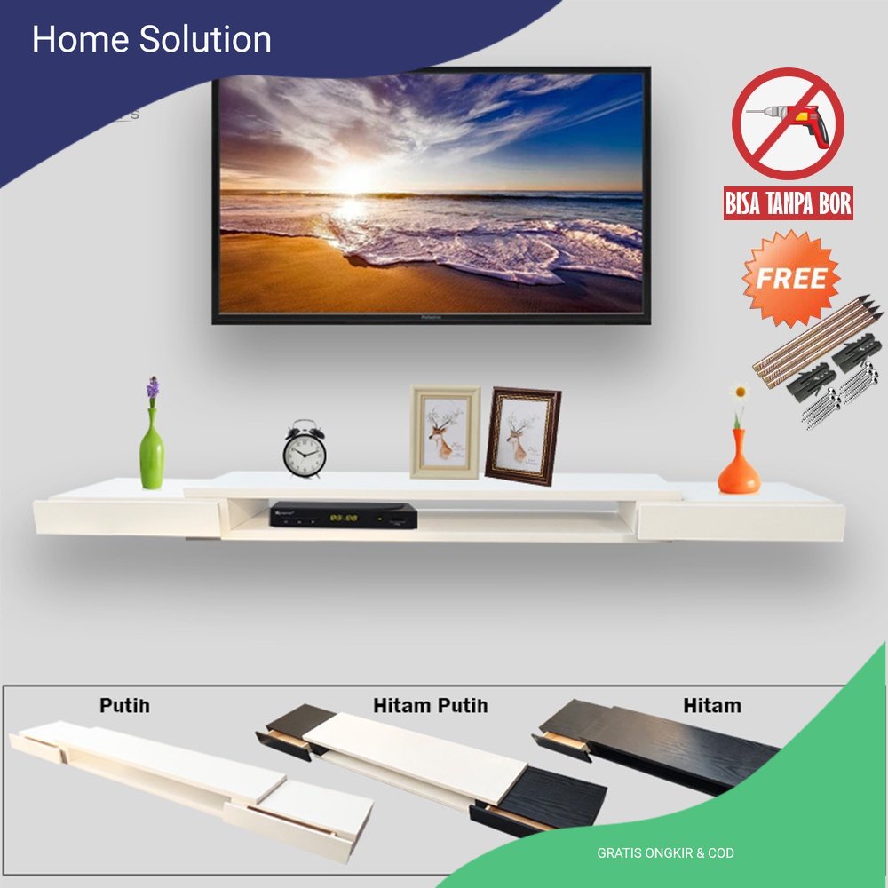 Homesolution Minimalist 2drawer Wall TV Rack/Wall Mounted TV Table