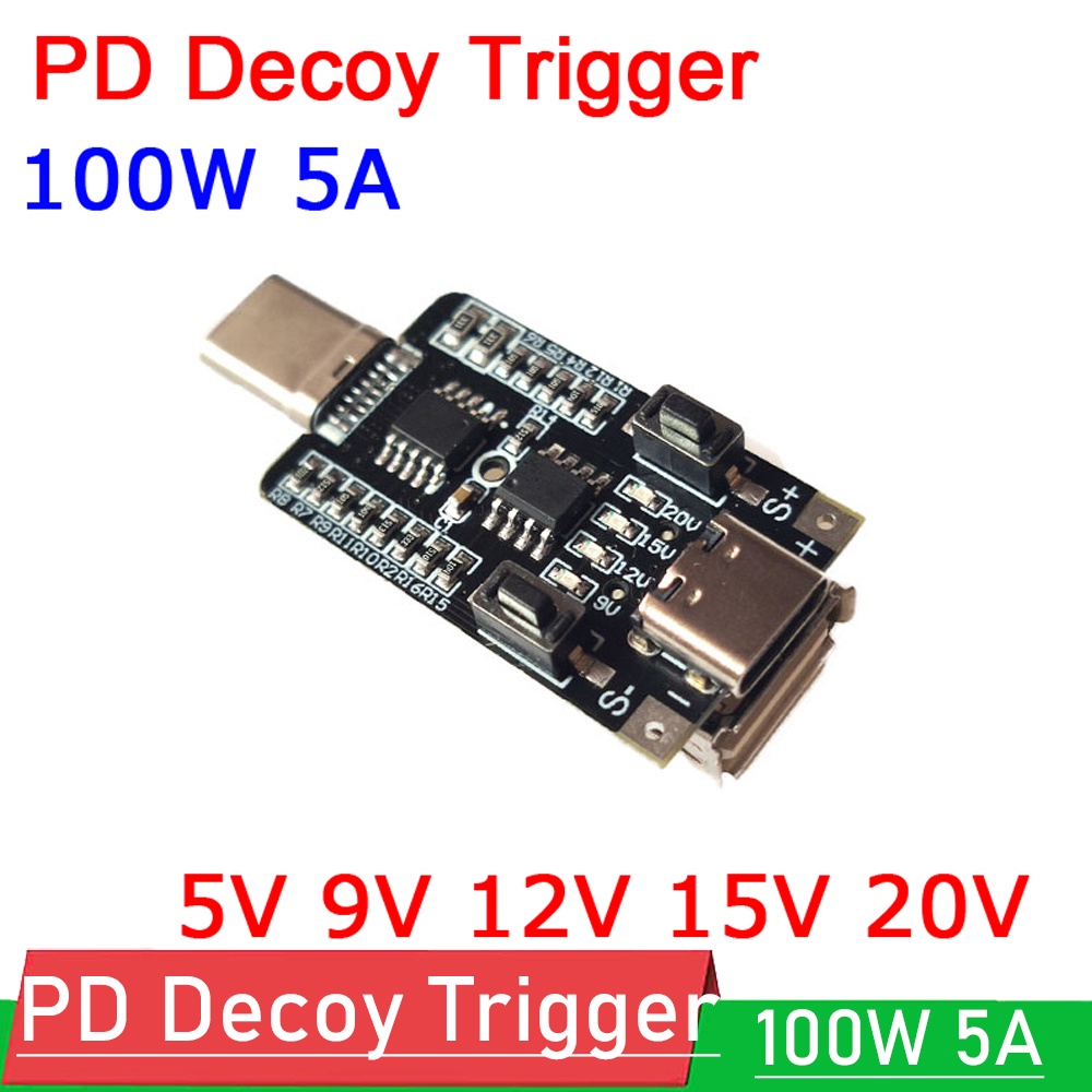 100W 5A Type-C to USB PD Decoy Trigger Board DC 5V 9V 12V 15V 20V ...