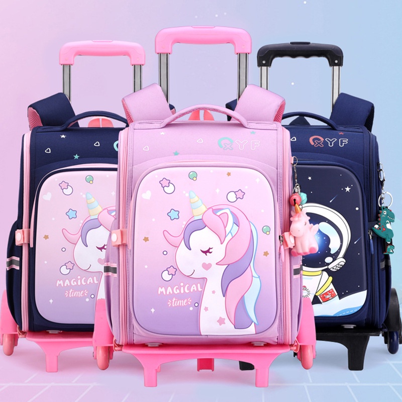 School Bags For Girls Boys unicorn Rolling Backpack Bags Girls