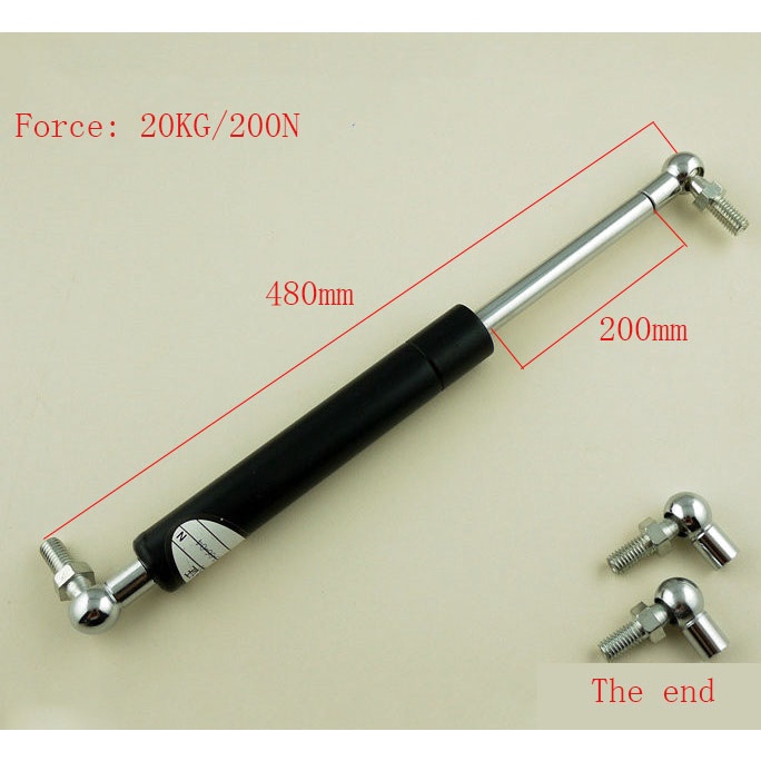 200mm Stroke 20KG/44lb Force Auto Gas Spring Damper Ball Gas Strut
