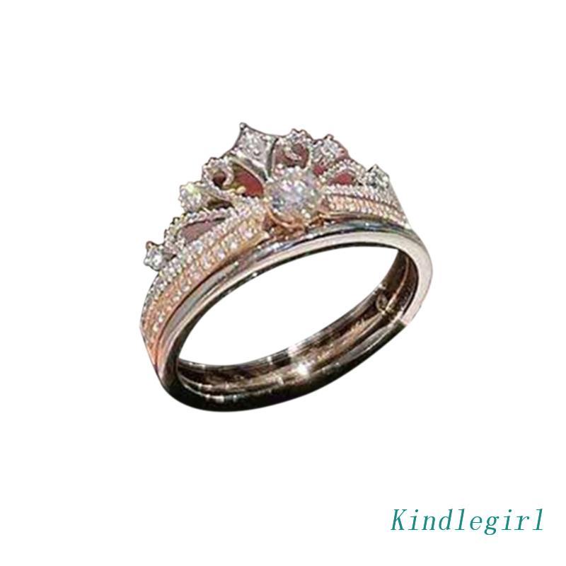 KING 2 Pieces PrincessQueenCrown Ring Set PrincessCrown Promise