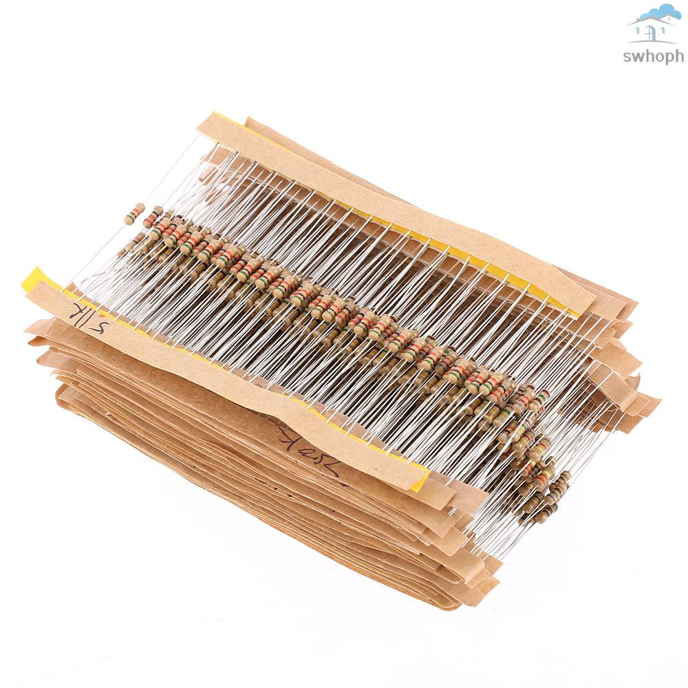 860pcs 1 ohm-1M ohm 1/4W Carbon Film Resistors Assortment Kit Set 43 ...