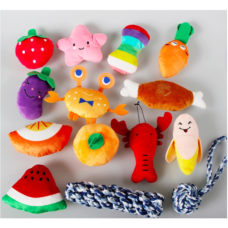 Pet dog cat fruits vegetables soft plush squeaky toy | Shopee Philippines