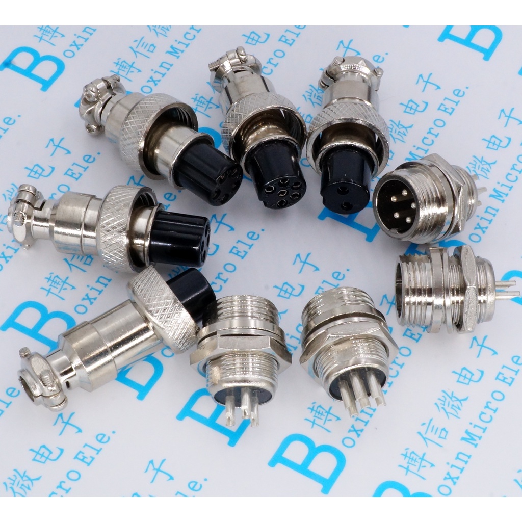 GX12-2 Core 3 4 5 6 Aviation Plug Connector Socket RS765 Open Hole 12MM ...